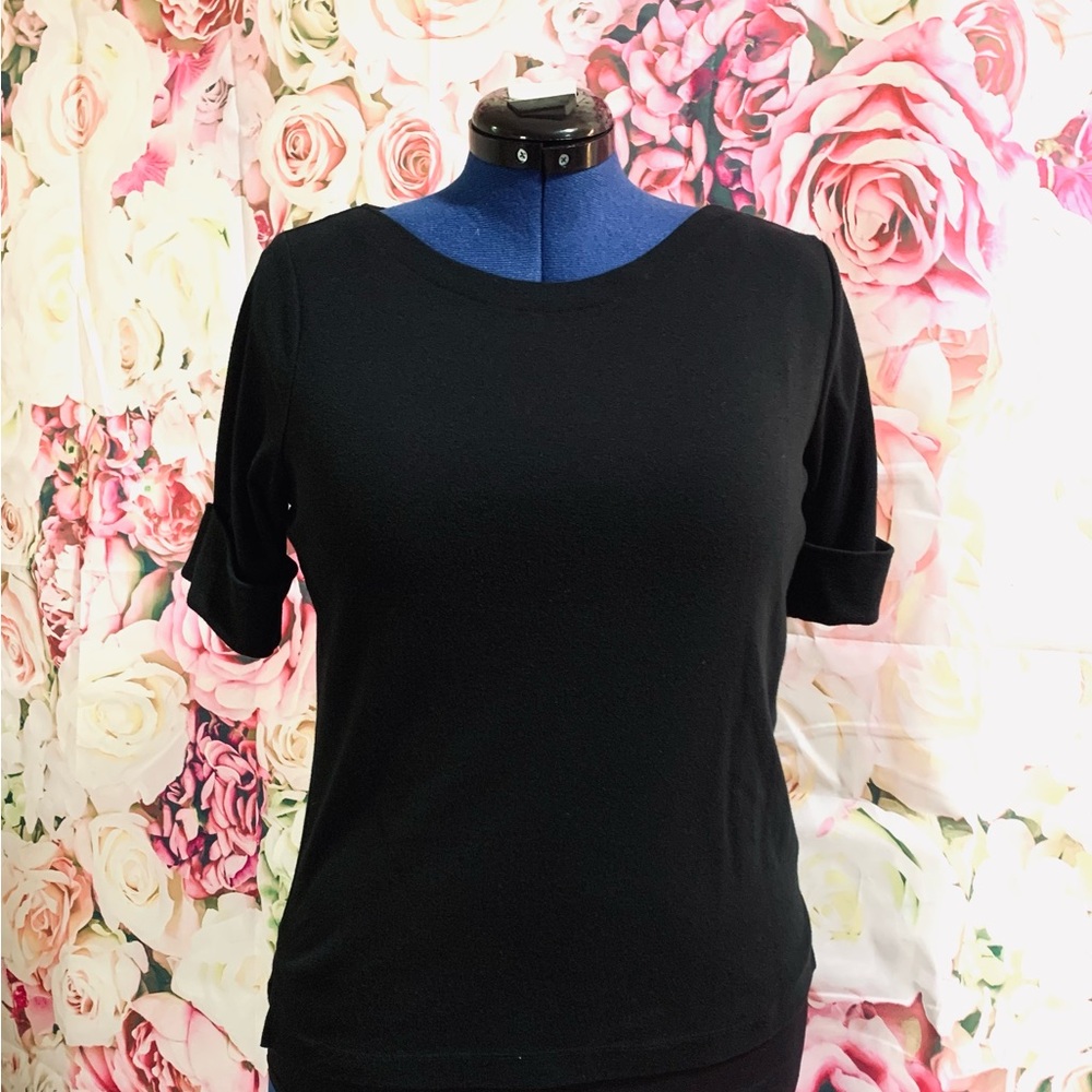 Fitted Black Sweater with Half Sleeves